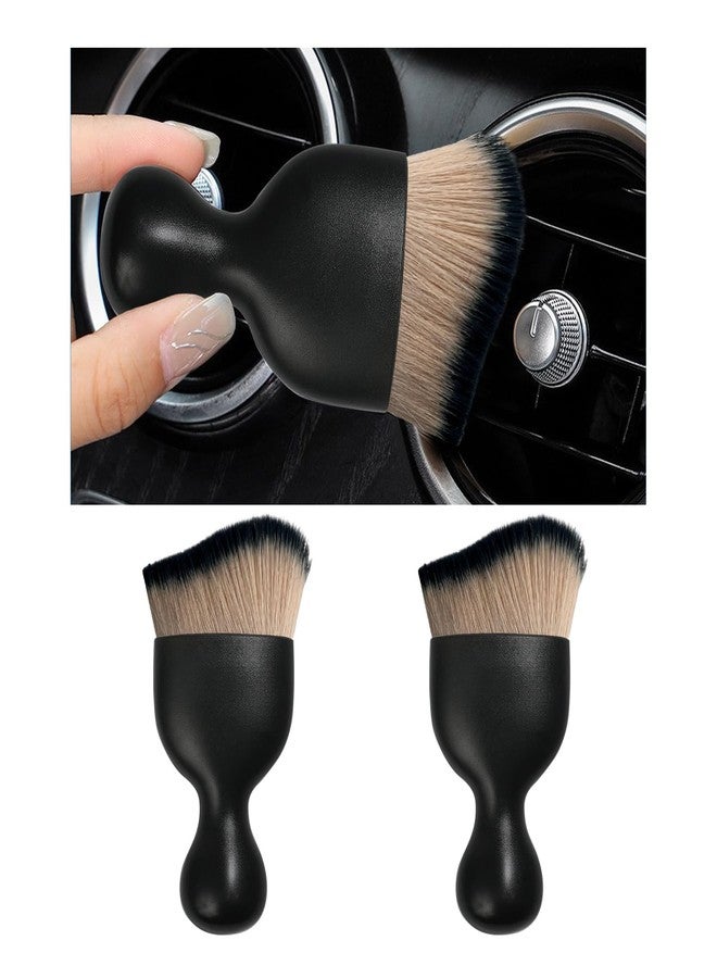 Dickno 2PCS Car Interior Dust Brush, Soft Scratch Free Auto Detailing Brushes, Universal Vehicle Interior Cleaning Tool for Automotive Dashboard, Air Vents, Leather (Brown & Black) - Image 1